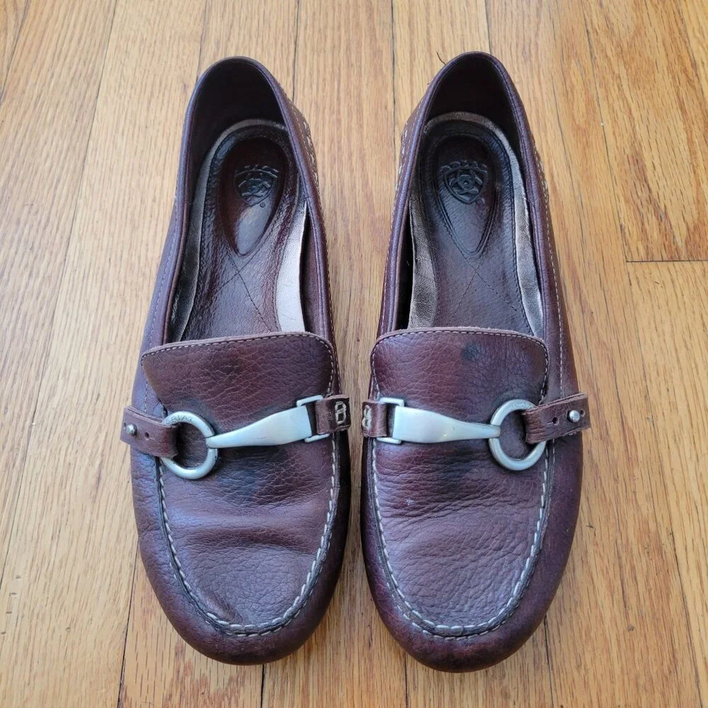 Ariat 8B Brown Leather Horsebit Loafers Slip‎ On Shoes Comfort 21192 CHARLESTON